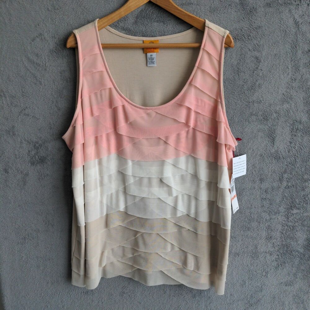 NWT Ruby Road Tank Top Women's Moroccan Sands Fish Scale Detail Size 2X New